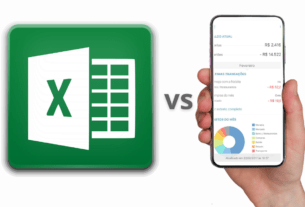 arte com a logo do excel e um celular ao lado