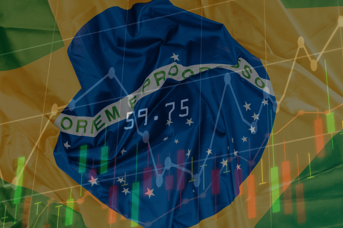Bandeira do brasil com gráfico da bolsa de valores